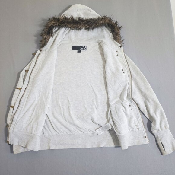 Fox jacket with hood women's junior size L white colour full zip clamp closure - Picture 3 of 13